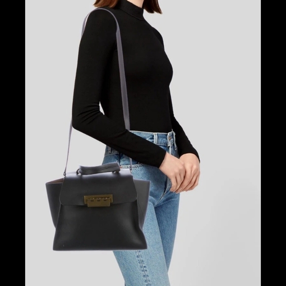 Zac Posen Black Satchel with Gold Accents - Picture 10 of 14